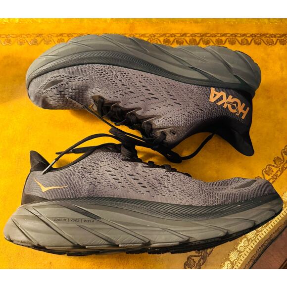 Hoka One One Clifton 8 Womens Sneakers Anthracite Copper Dark Grey Size 8.8B - Picture 6 of 11